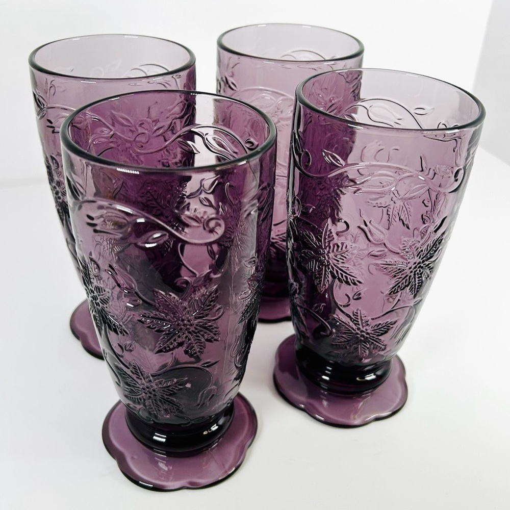 Princess House Purple Embossed Drinkware Set
